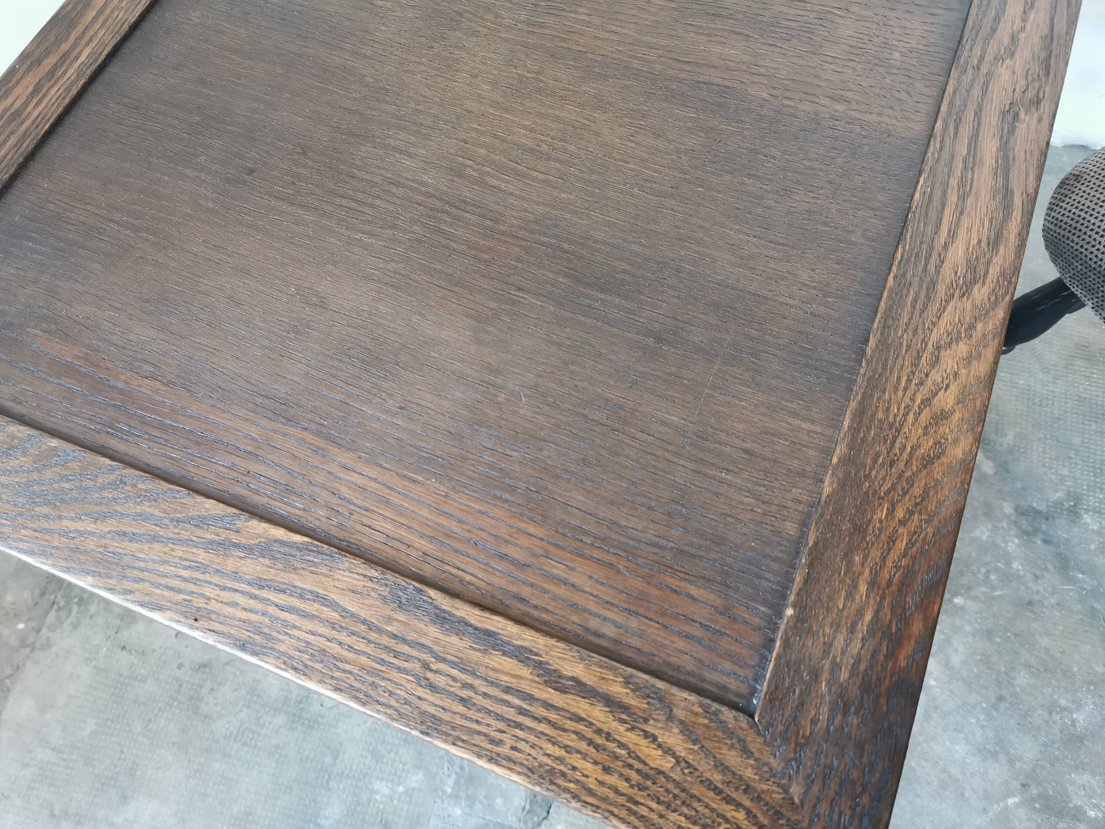 Arts and crafts style oak side table, 1950s