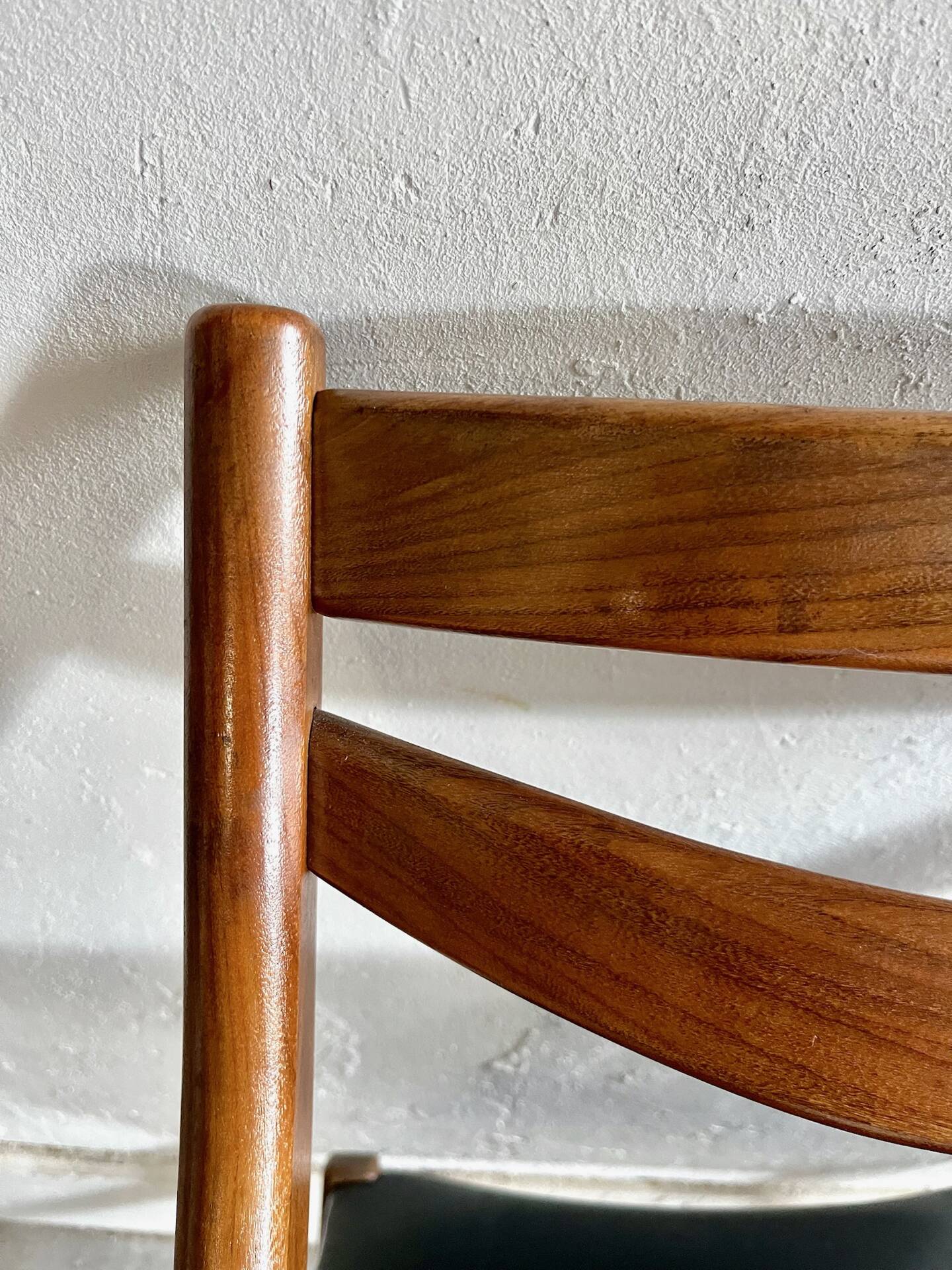 Scandinavian teak and faux leather chairs - set of 6