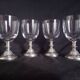 Lot de 4 verres en cristal fin sur pied en Etain du Manoir Paris France