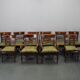 French Art Deco walnut dining chair set with armchairs, France 1930s