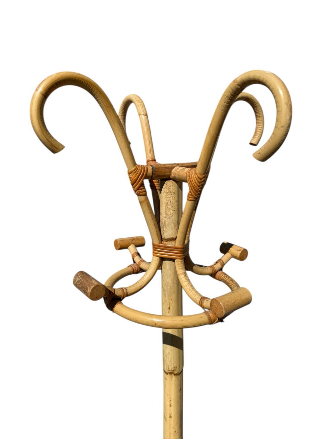 1960s Rattan Coat Rack from France