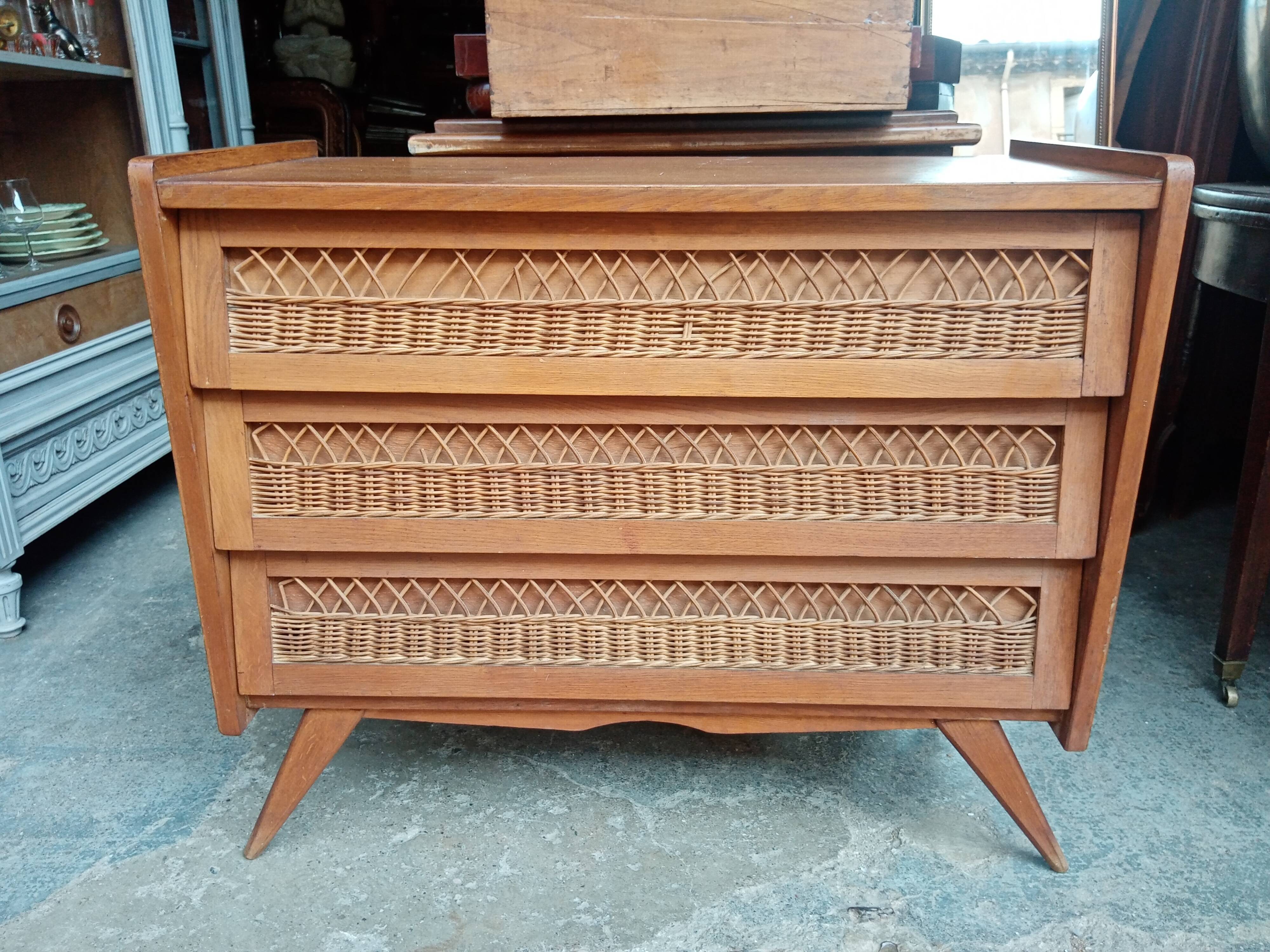 Chest of drawers vintage foot compass 3 drawers