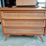 Chest of drawers vintage foot compass 3 drawers