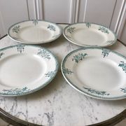 Lot de 4 assiettes plates Terre de Fer Saint-Amand XIXème
