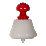 White and red space age pendant lamp