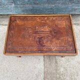 1960 Angel Pazmino leather bedside table