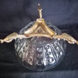 Glass centerpiece, bronze base in the shape of fish