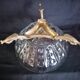 Centre de table en verre, base en bronze en forme de poissons