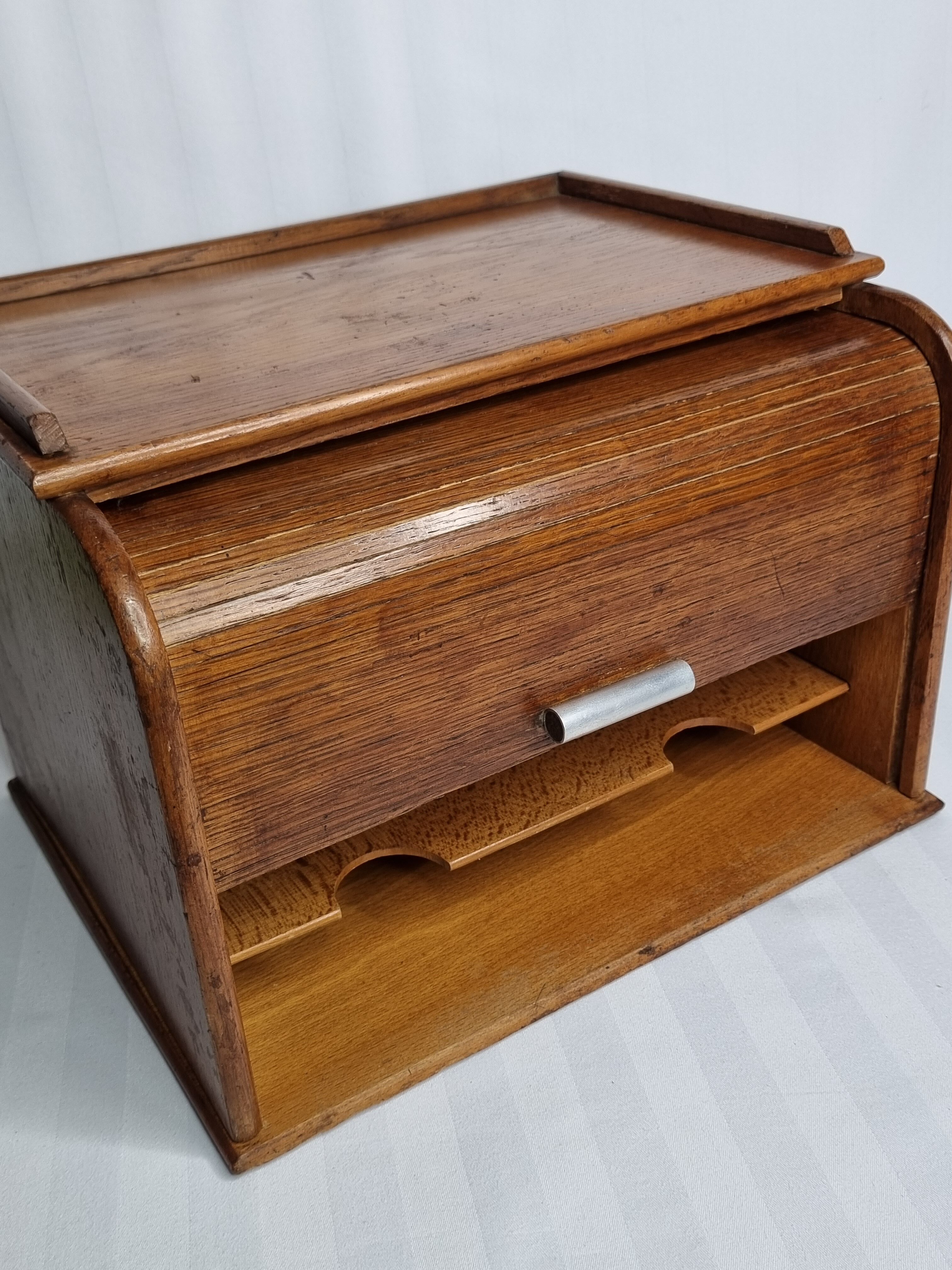 Letter door with roller shutter style art deco light oak