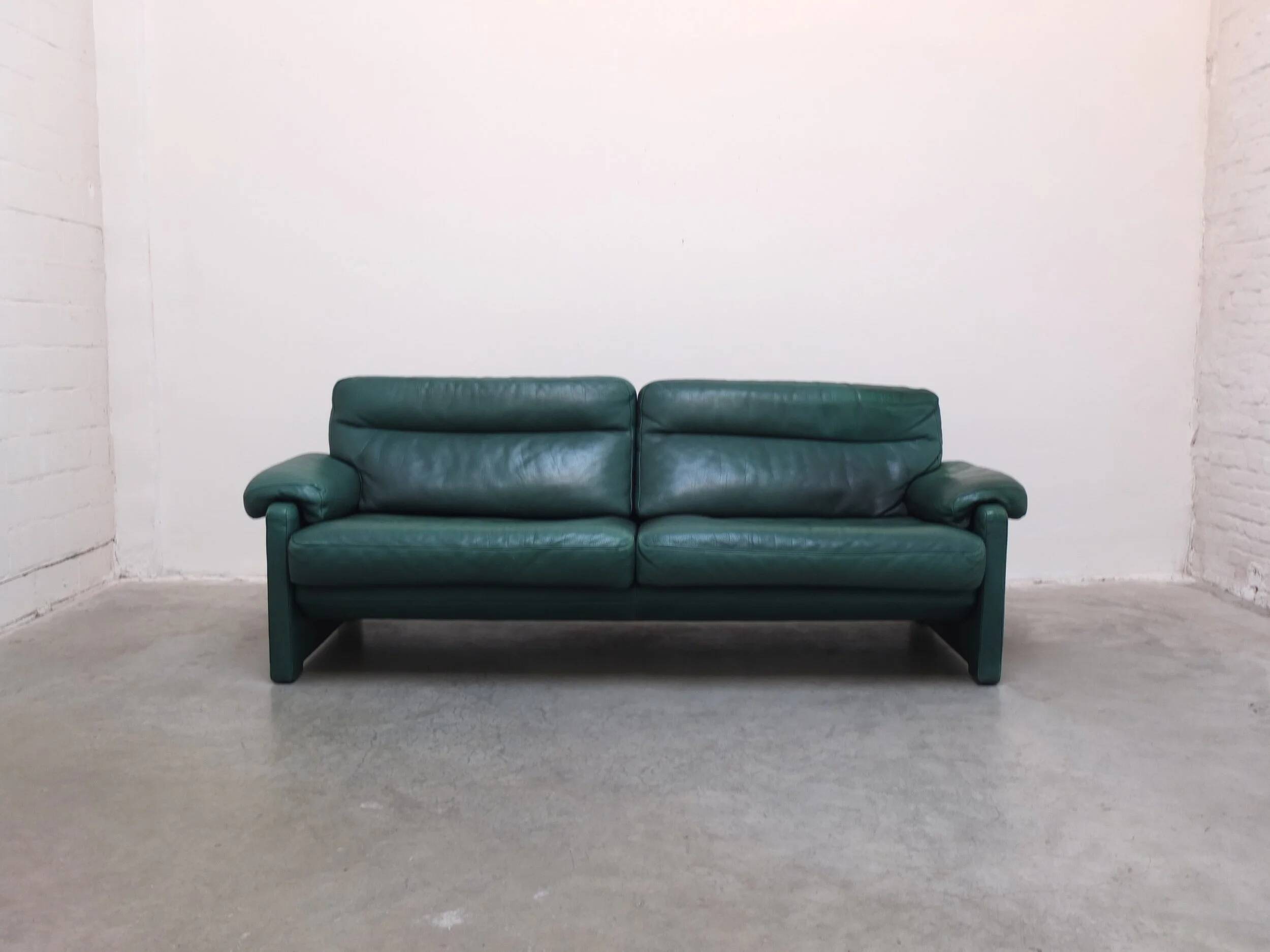 Green leather 3-seater 'DS-70' sofa by De Sede, 1980s