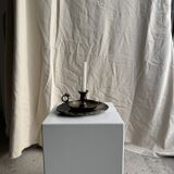 Antique blackened gold hand candlestick H8 D13.5