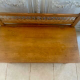 Wooden and rattan toy chest bench