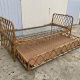 Rattan leg bed 1960