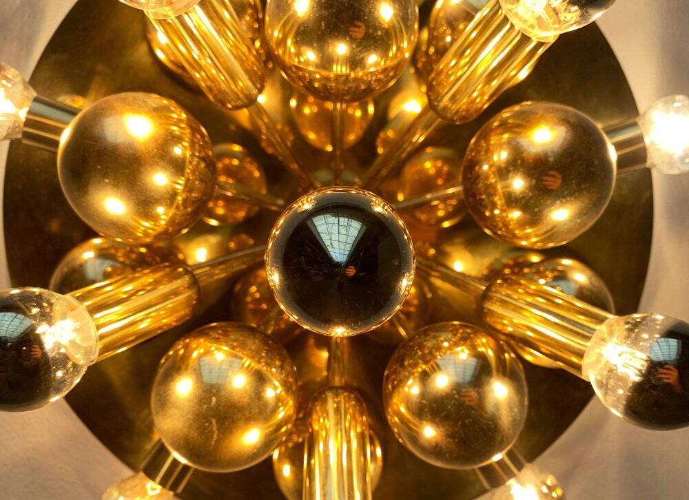 Atomic Brass Ceiling Light in Modern German Mid-Century by Dorothee Becker for Cosack, 1970s