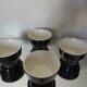 Set of 4 stackable ramekins ceramic dark gray and white style Scandinavian