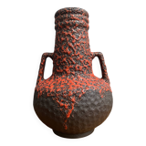Fat Lava vase in red and black West Germany pottery