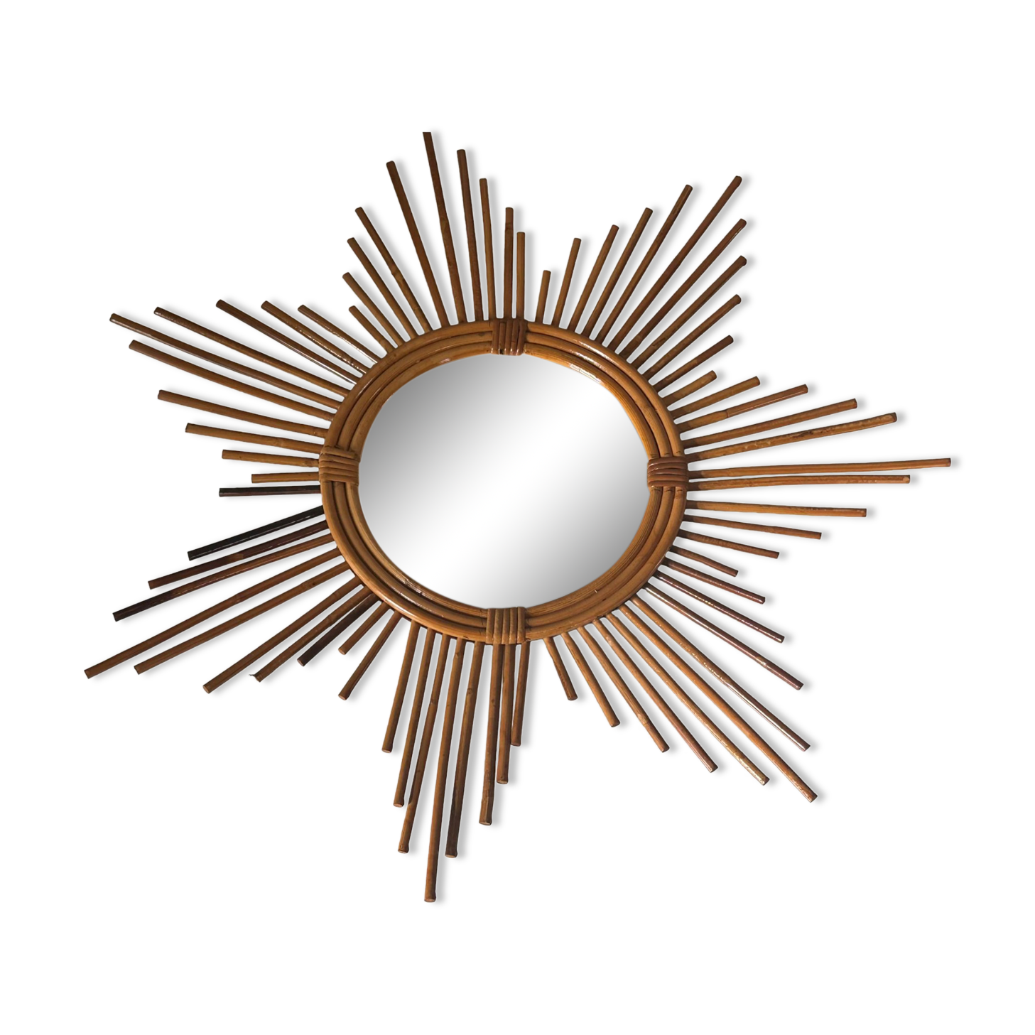 Vintage rattan sun mirror 60 years