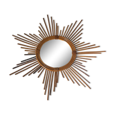 Miroir soleil rotin vintage annees 60