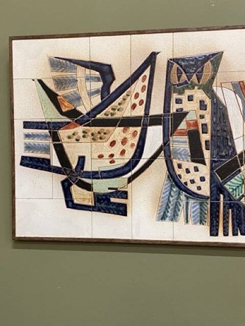 Wall panel, modernist ceramic signed Sinclair (from Hendrickx), 1950/60