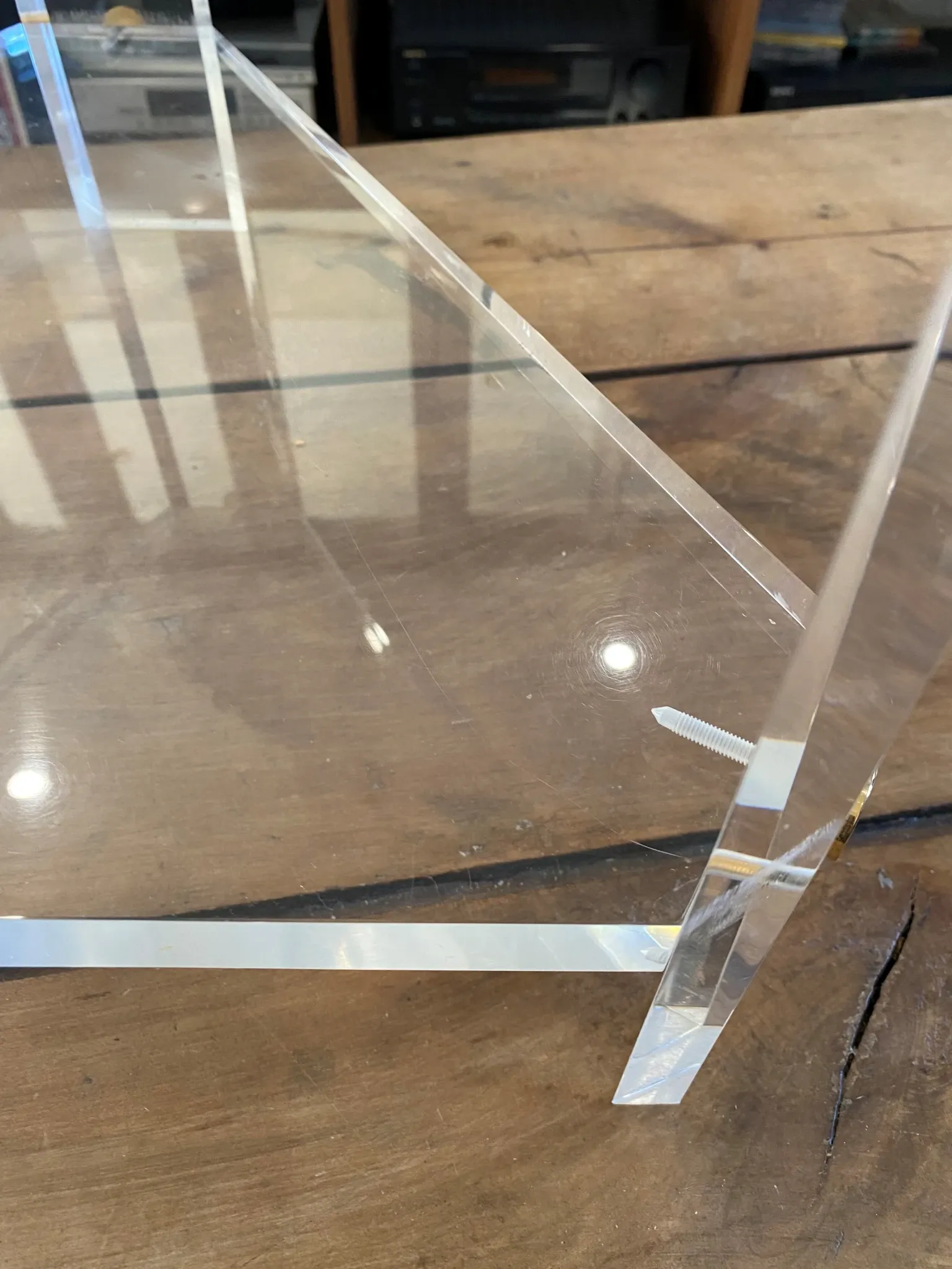 Triangular plexiglass coffee table end table Altuglas David Lange 70