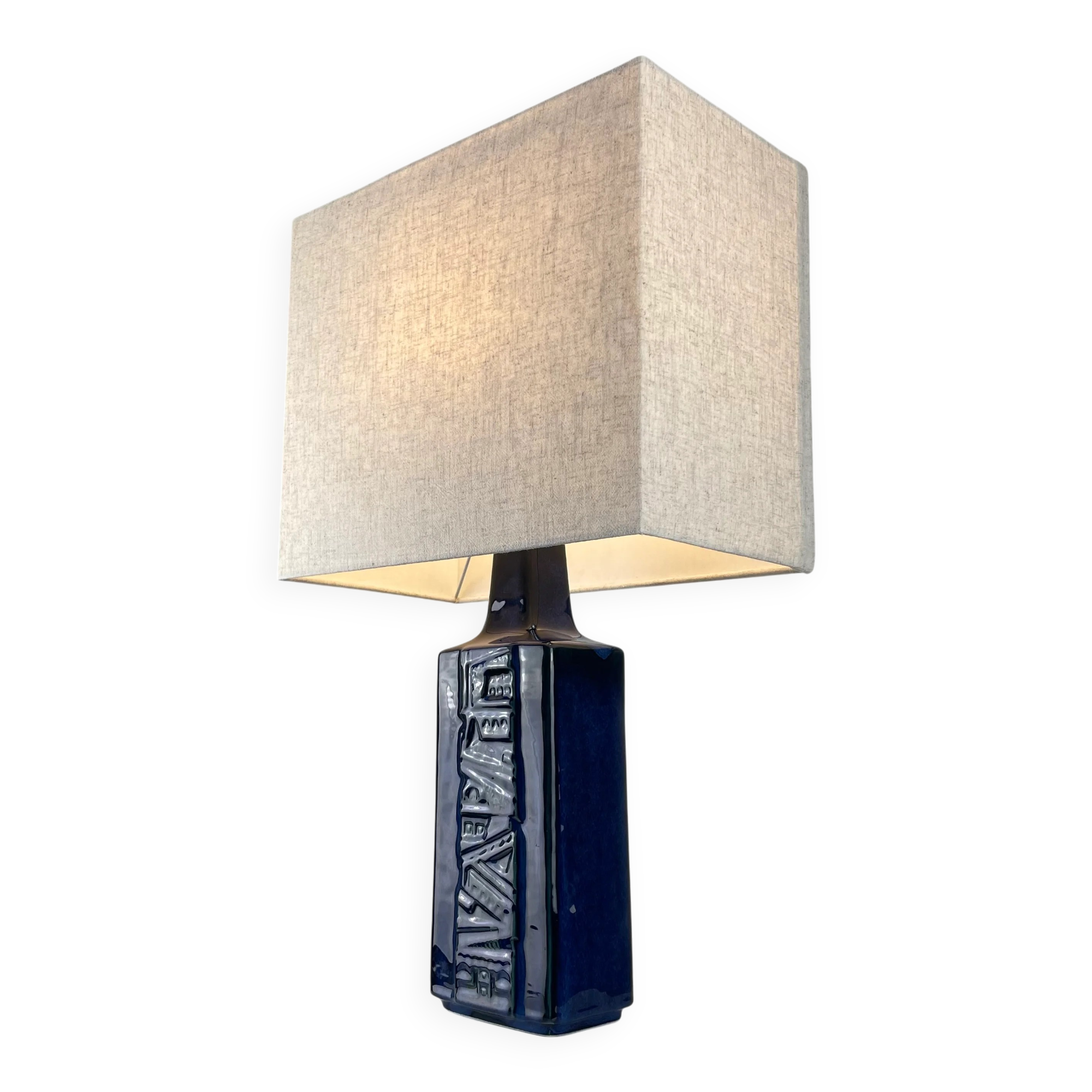 Danish blue ceramic table lamp by Désirée Stentoj, 1960.