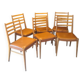 lot 6 chaises teck et 1950 a70 scandinave , danoise 87 x 44 x 43 BEG