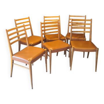 lot of 6 teak chairs from the 1950s, Scandinavian, Danish 87 x 44 x 43 BEG