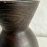Ceramic vase painted in brown (wood effect), rounded model