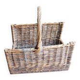 Ancien panier à bûches rectangulaire en osier