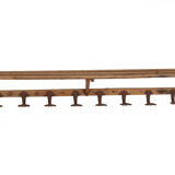 Wooden coat rack and hat rack wall with 8 hooks circa 1950