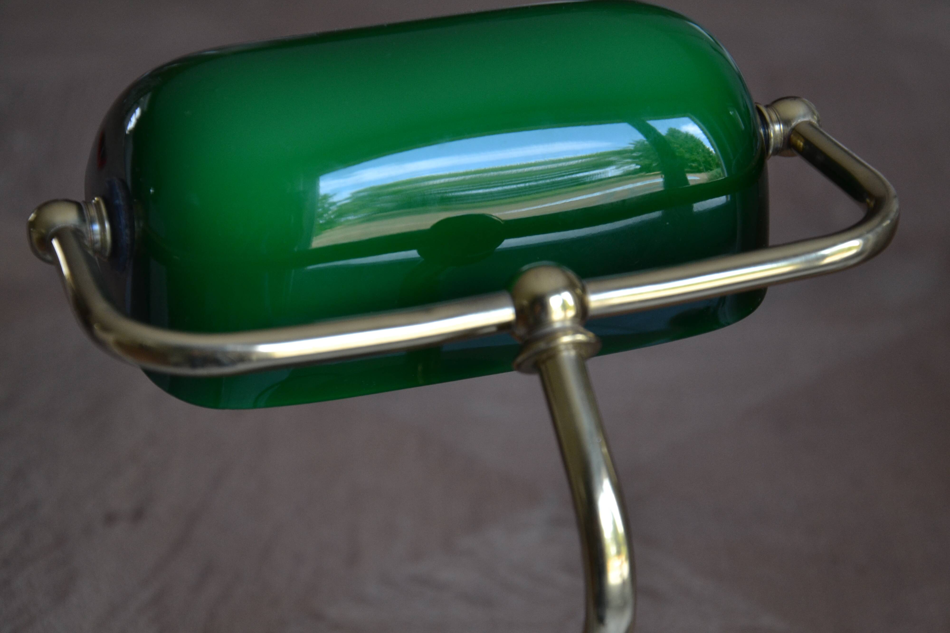 Lampe de banquier socle en marbre vert