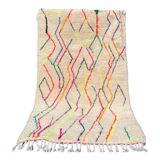 Berber rug Azilal colorful white with minimalist patterns multicolored and modern fluorescent