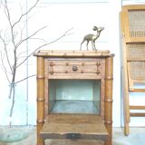 Faux bamboo wood bedside table