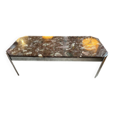 1970s coffee table in Breccia marble and chrome