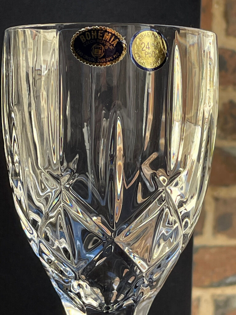 Bohemia - glasses on foot (6) - Modern mid-century - Lead crystal 24% Pbo