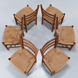 Viggo Hardie-Fischer, set of 6 Danish church chairs in oak for Sorø Møbelfabrik. 1950s