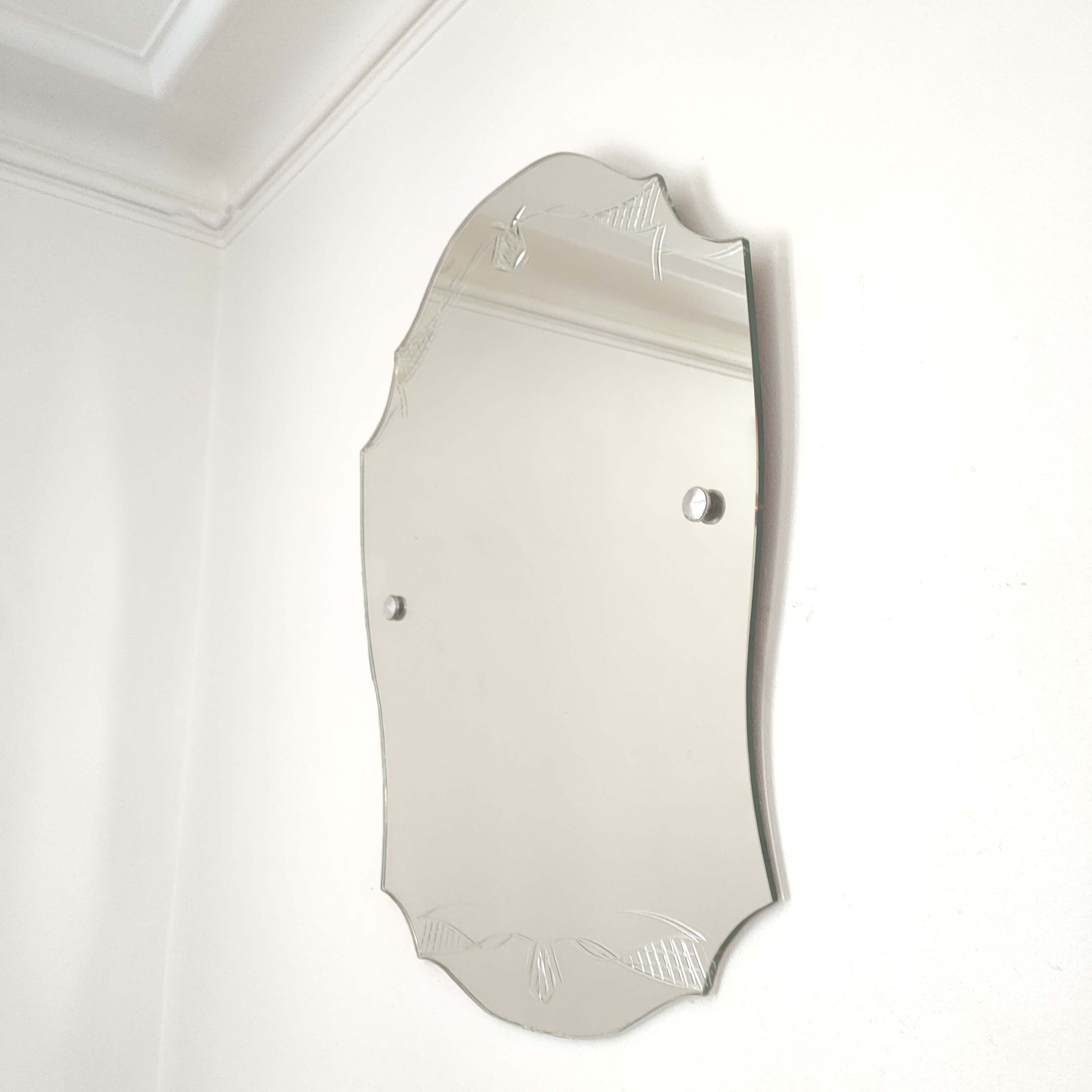 Old wall mirror chissed art deco 54x72cm