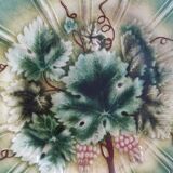 French majolica plate - Slip - XIX th - Pattern Raisin, vine - Sarreguemines