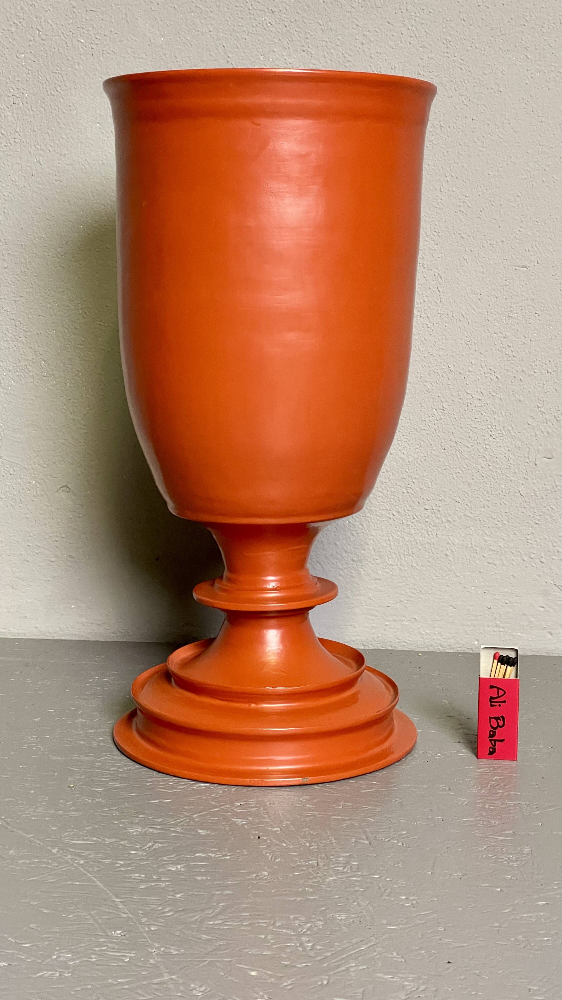 Large Decorative Orange-Red Vase