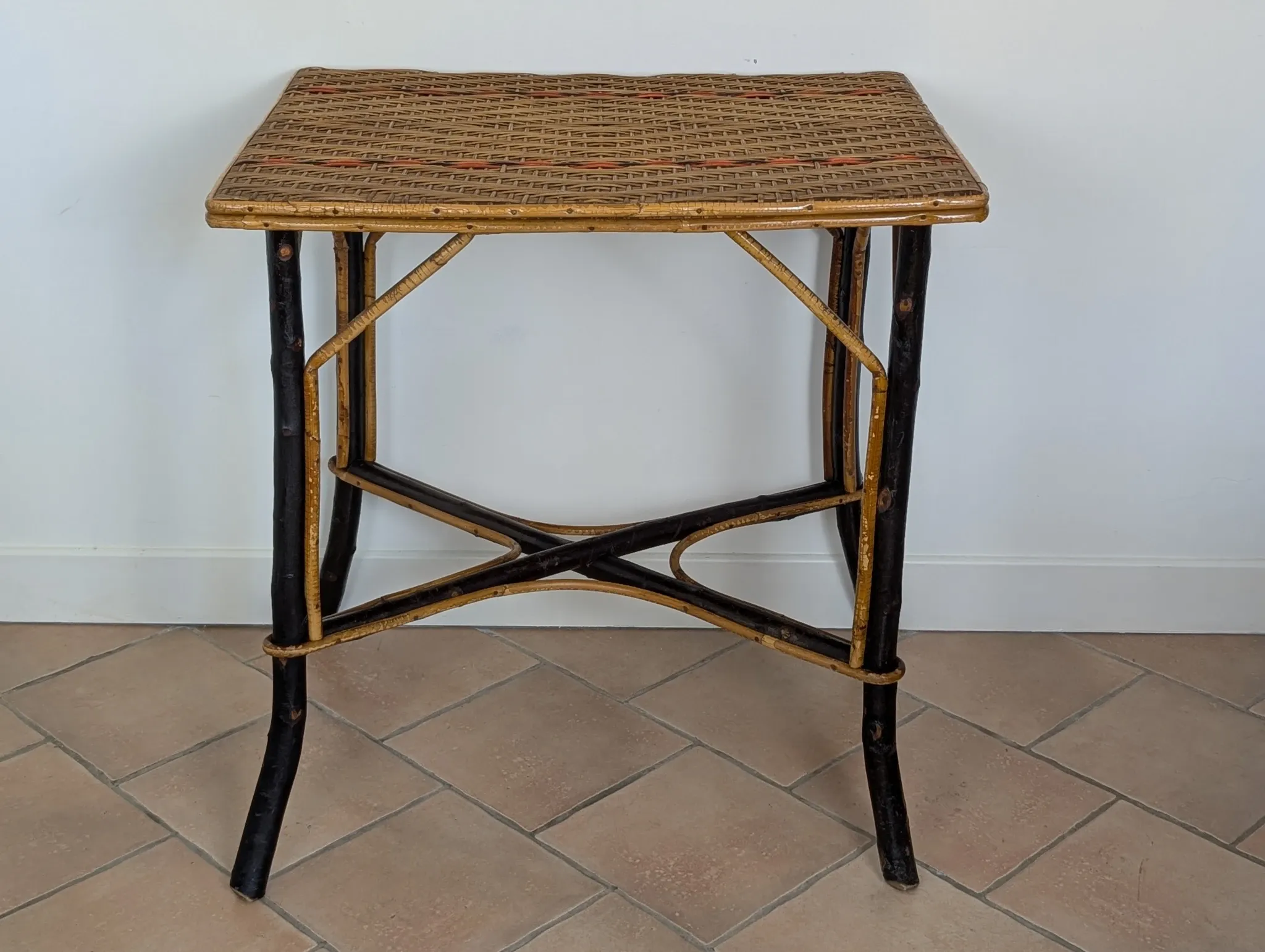 Wood and rattan table 1920