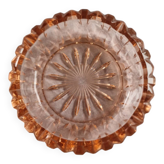 Vintage pocket ashtray - rosaline chiseled glass