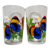 Duo verre papillons vintage