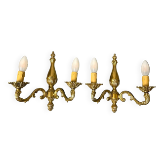 Pair of bronze wall lights