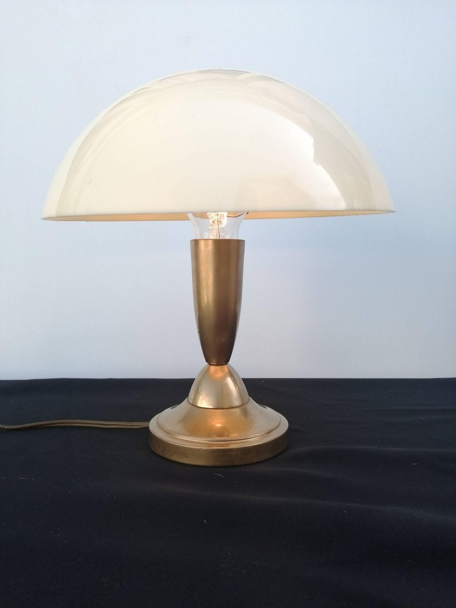 Lampe champignon dorée en métal et plastique vintage 1970