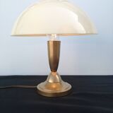 Golden mushroom lamp in metal and plastic vintage 1970