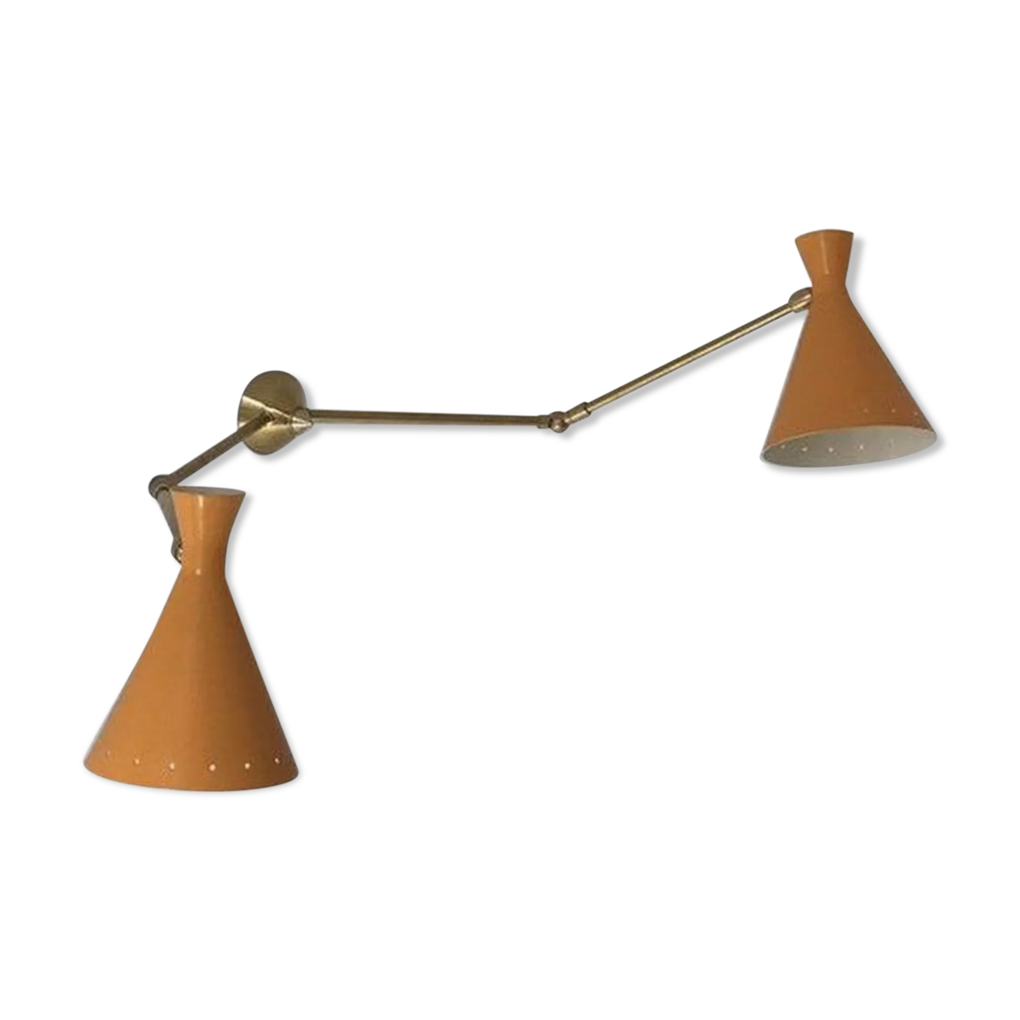 Italian double cone yellow-orange wall sconce from the 50s