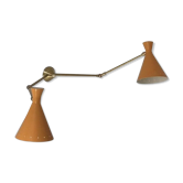 Italian double cone yellow-orange wall sconce from the 50s