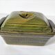 Small terrine in olive green glazed earthenware