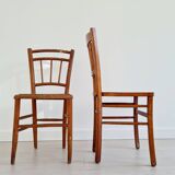 Mismatched wooden bistro chairs