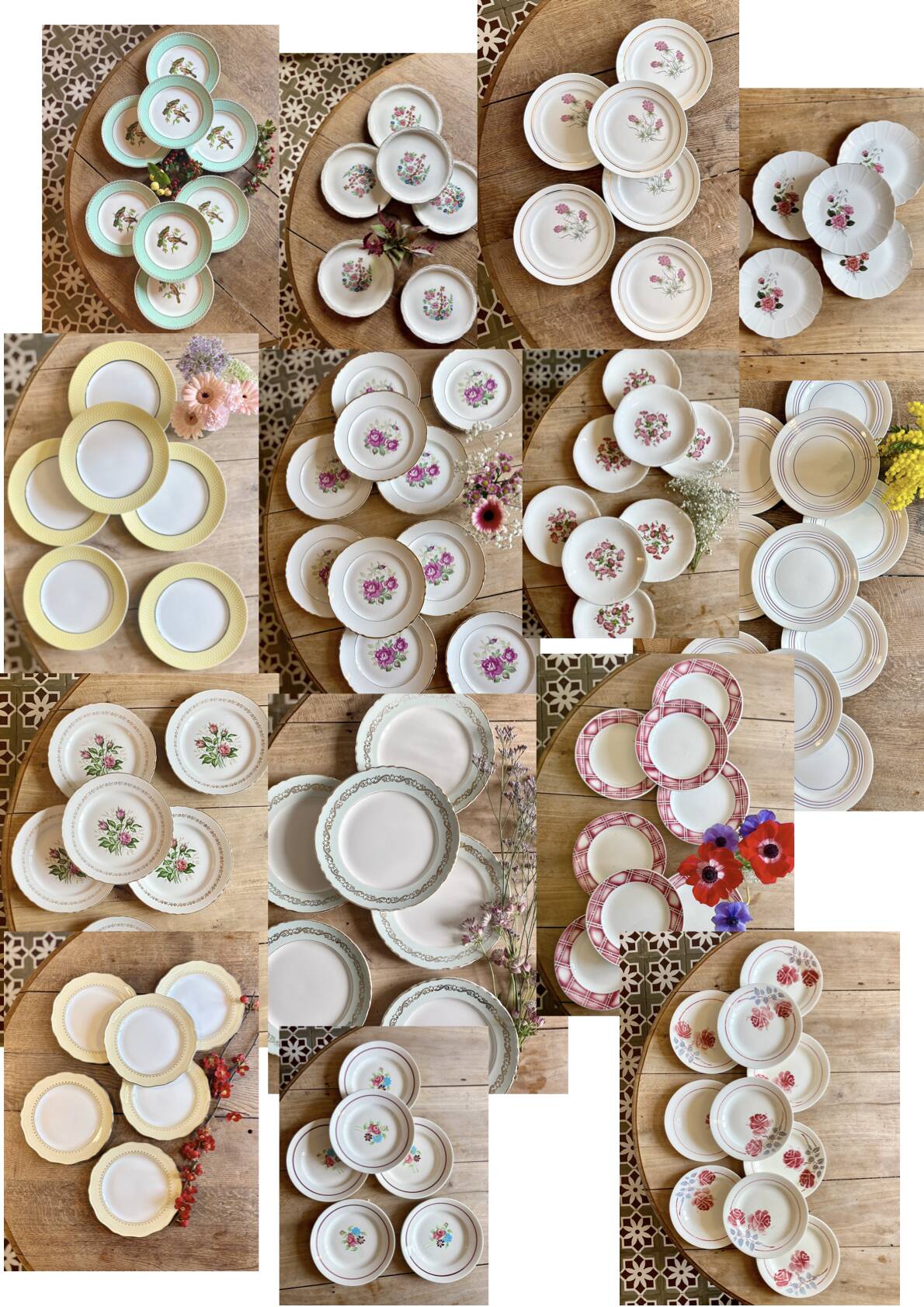 Set of 8 vintage mint and gold dessert plates Saint Amand